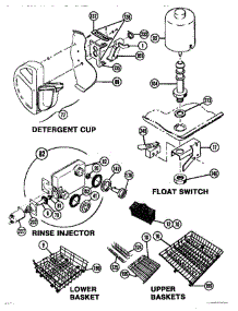 04 - Racks, Soap Cup, Rinse Inj, Float Switch parts for Thermador Dishwasher TD-121 from AppliancePartsPros.com