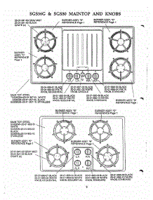 06 - Sgs36g, Sgs30 Maintop & Knobs parts for Thermador Cooktop SGSCV36GW from AppliancePartsPros.com