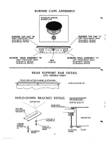 12 - Burner Caps, Rear Support Bar, Hold-Down parts for Thermador Cooktop SGS36GS from AppliancePartsPros.com