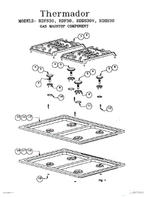 02 - Gas Maintop Component parts for Thermador RDF30QB PRIOR TO S/N 9708 from AppliancePartsPros.com