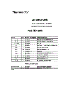 12 - Literature, Fasteners, Wire Harness parts for Thermador Cooktop SGC304R from AppliancePartsPros.com