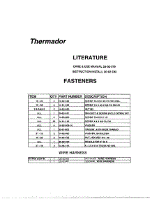 12 - Literature, Fasteners, Wire Harness parts for Thermador SGCS456RW S\N 9803 from AppliancePartsPros.com