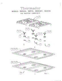03 - Gas Maintop Component parts for Thermador RES30QB S/N 9708 & UP from AppliancePartsPros.com