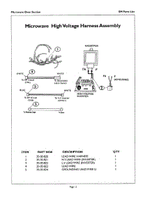 12 - Microwave High Voltage Harness parts for Thermador Oven SM272S from AppliancePartsPros.com