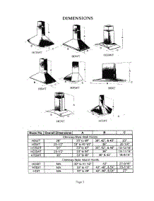 03 - Dimensions parts for Thermador Range Hood HGSI42TS from AppliancePartsPros.com