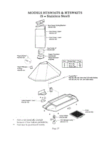 27 - Hood parts for Thermador HTSW36TS from AppliancePartsPros.com