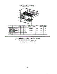 03 - Specifications & Literature parts for Thermador Range Hood H36HQW from AppliancePartsPros.com