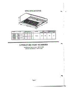 03 - Specifications & Literature parts for Thermador Range Hood HB30QW from AppliancePartsPros.com
