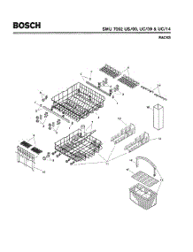 08 - Racks parts for Bosch Dishwasher SMU7052 UC/09 (FD 7307-7504) from AppliancePartsPros.com