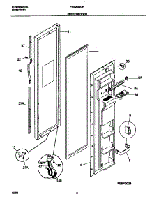 02 - Freezer Door parts for Frigidaire Refrigerator FRS26WGHW0 from AppliancePartsPros.com