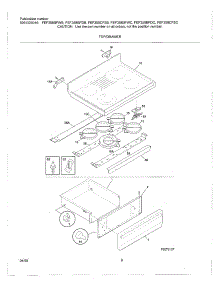 07 - Top / Drawer parts for Frigidaire Range FEF358BFDC from AppliancePartsPros.com