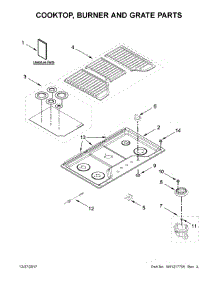 Cooktop, Burner And Grate Parts parts for Whirlpool Cooktop WCG55US6HS00 from AppliancePartsPros.com