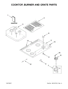 Cooktop, Burner And Grate Parts parts for Whirlpool Cooktop WCG55US0HS00 from AppliancePartsPros.com