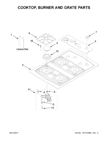 Cooktop, Burner And Grate Parts parts for Whirlpool Cooktop W3CG3014XB02 from AppliancePartsPros.com