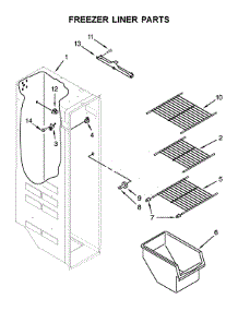 Freezer Liner Parts parts for Whirlpool Refrigerator 5WRS25FDFG00 from AppliancePartsPros.com