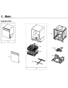 Main parts for Samsung Dishwasher DW80J7550UG/AA-02 from AppliancePartsPros.com