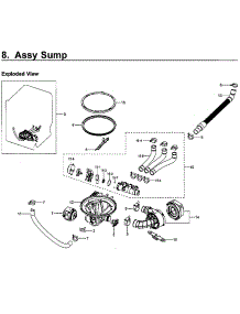 Sump parts for Samsung Dishwasher DW80H9970US/AA-02 from AppliancePartsPros.com