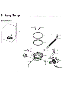 Sump parts for Samsung Dishwasher DW80M9550UG/AA-00 from AppliancePartsPros.com