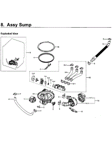 Sump parts for Samsung Dishwasher DW80H9930US/AA-01 from AppliancePartsPros.com