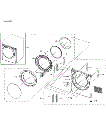 Frame Front & Door parts for Samsung Dryer DV42H5000GW/A3-02 from AppliancePartsPros.com