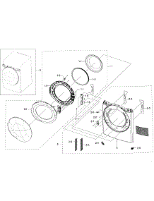 Frame Front & Door parts for Samsung Dryer DV50K7500GW/A3-01 from AppliancePartsPros.com