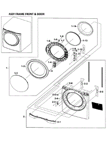 Front / Door Assy parts for Samsung Dryer DV520AEW/XAA-02 from AppliancePartsPros.com