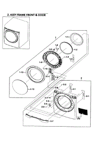Front / Door Assy parts for Samsung Dryer DV511AGR/XAA-01 from AppliancePartsPros.com