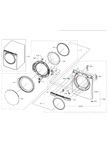 Frame Front & Door parts for Samsung Dryer DV395ETPASU/A1-00 from AppliancePartsPros.com