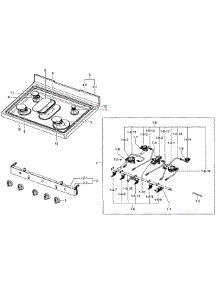 Cooktop Assy parts for Samsung Range NX583G0VBWW/AA-00 from AppliancePartsPros.com