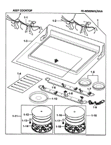 Cooktop Assy parts for Samsung Range FE-N500WX/XAA-00 from AppliancePartsPros.com