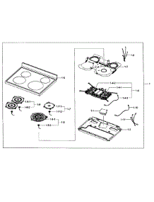 Cooktop Assy parts for Samsung Range NE595N0PBSR/AA-01 from AppliancePartsPros.com