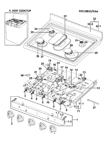 Cooktop parts for Samsung Range FX510BGS/XAA-00 from AppliancePartsPros.com