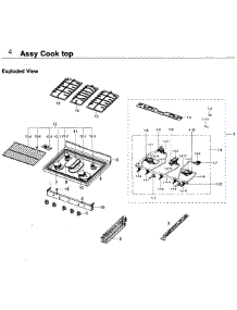 Cooktop parts for Samsung Range NX58K3310SS/AA-00 from AppliancePartsPros.com