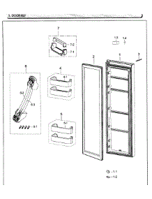 Fridge Door parts for Samsung Refrigerator RS25J500DWW/AA-01 from AppliancePartsPros.com