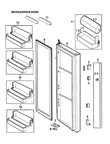 Right Door parts for Samsung Refrigerator RS265LAWP/XAA-00 from AppliancePartsPros.com