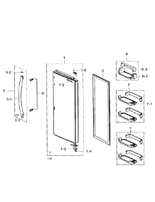 Right Door parts for Samsung Refrigerator RS265TDRS/XAA-03 from AppliancePartsPros.com