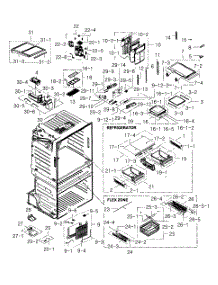 Refrigerator parts for Samsung Refrigerator RF25HMEDBWW/AA-03 from AppliancePartsPros.com
