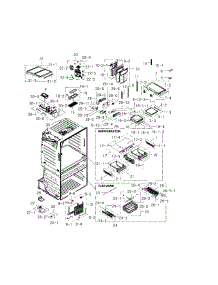 Refrigerator parts for Samsung Refrigerator RF25HMEDBBC/AA-01 from AppliancePartsPros.com