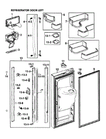 Left Door parts for Samsung Refrigerator RFG295AARS/XAA-00 from AppliancePartsPros.com