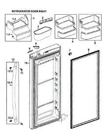 Right Door parts for Samsung Refrigerator RFG295AARS/XAA-00 from AppliancePartsPros.com