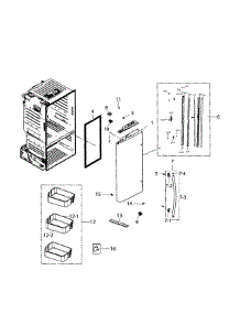 Left Door parts for Samsung Refrigerator RF220NCTASR/AA-01 from AppliancePartsPros.com