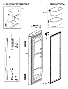 Right Door parts for Samsung Refrigerator RF266ADPN/XAA-00 from AppliancePartsPros.com