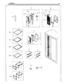 Freezer parts for Samsung Refrigerator RS25H5111BC/AA-02 from AppliancePartsPros.com