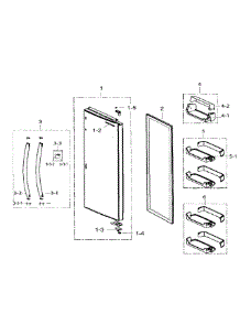 Right Door parts for Samsung Refrigerator RS25H5111BC/AA-01 from AppliancePartsPros.com