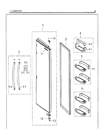 Right Door parts for Samsung Refrigerator RS25H5111WW/AA-02 from AppliancePartsPros.com