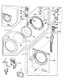 Front / Door parts for Samsung Washer WF209ANW/XAA-00 from AppliancePartsPros.com