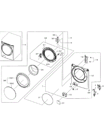 Frame Front & Door parts for Samsung Washer WF42H5400AF/A2-00 from AppliancePartsPros.com
