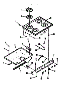 Illustration For Main Top Section parts for Kenmore Range 911.7898511 (9117898511, 911 7898511) from AppliancePartsPros.com