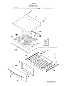 Top / Drawer parts for Kenmore Range 790.92643810 (79092643810, 790 92643810) from AppliancePartsPros.com