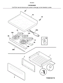 Top / Drawer parts for Kenmore Range 790.96182714 (79096182714, 790 96182714) from AppliancePartsPros.com